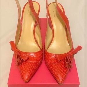 Kate Spade Tatiana Red Snakeskin Slingback Pumps